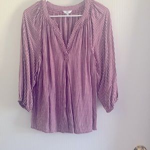 crown & ivy Red Checkered Blouse